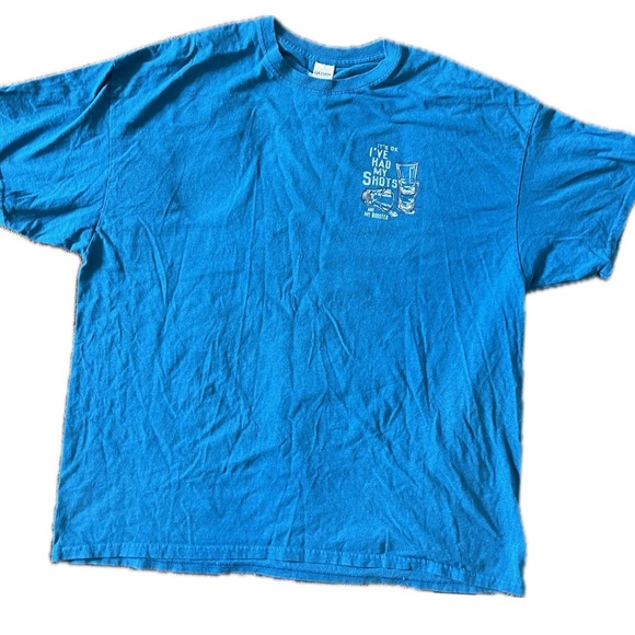 165-2XL BLUE GILDAN T-SHIRT WITH FUNNY PHRASE ON BACK #bar #shots #yuma #arizona - Picture 2 of 5